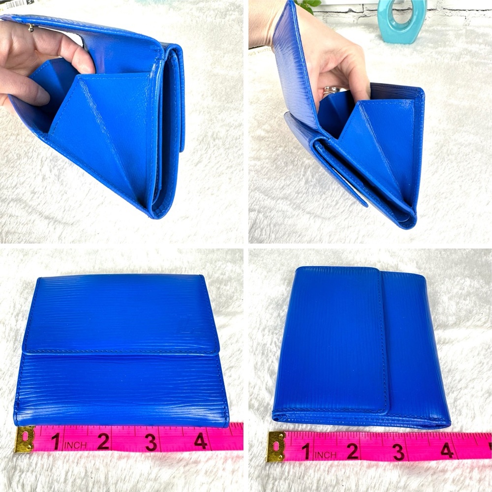 Louis Vuitton Epi Leather Blue Compact Trifold Wallet VINTAGE. NICE! - Picture 15 of 16